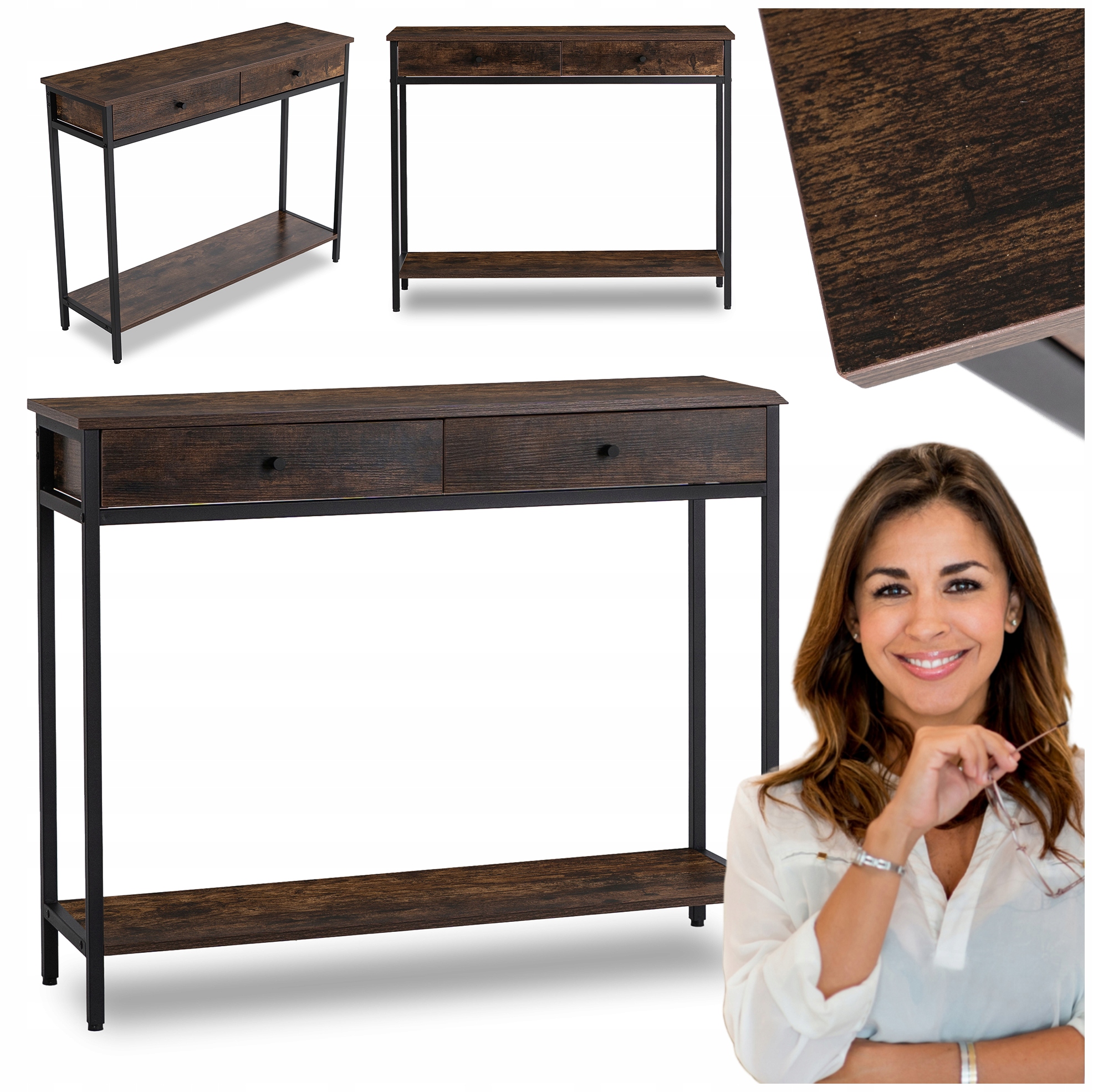 Sekretářka Konzolový Stolek s zásuvkou Konzolka do předsíně Rustikální Everly