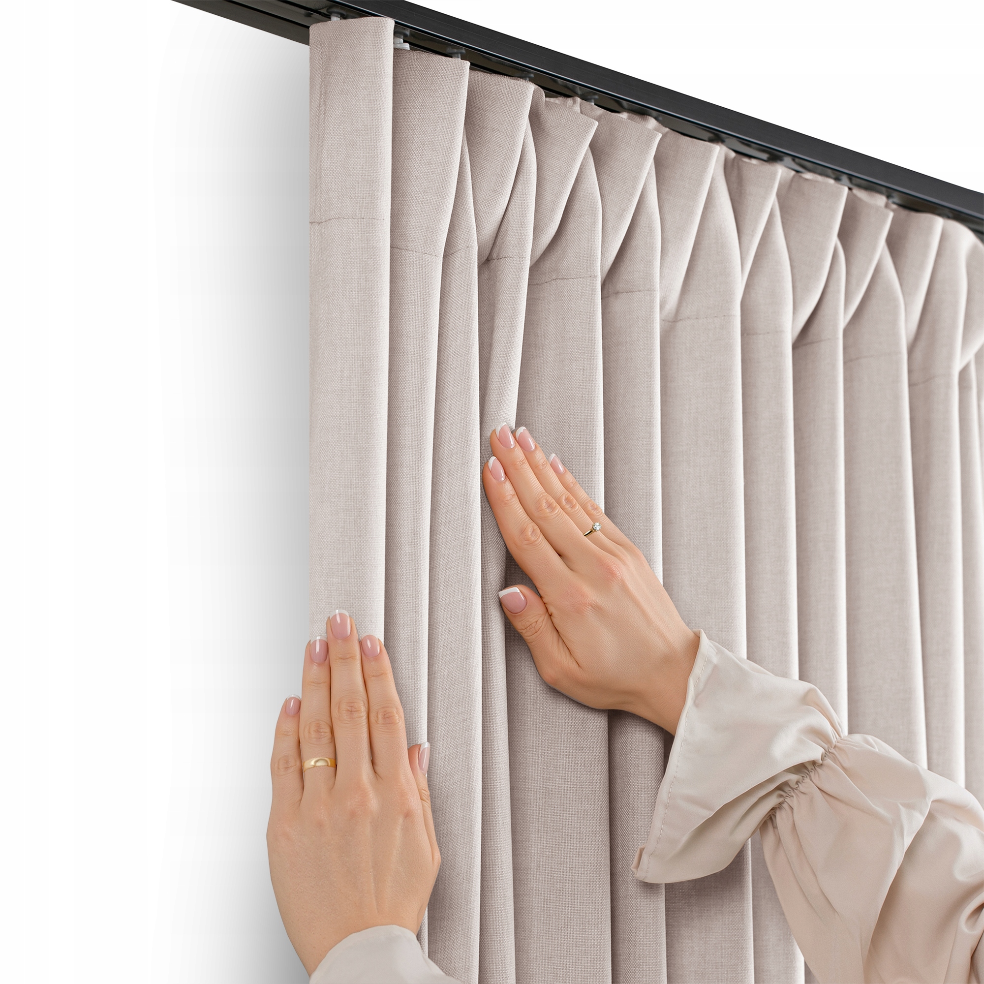 Filumi Béžová záclona, svetlá štruktúra, zvlnená páska 400x255