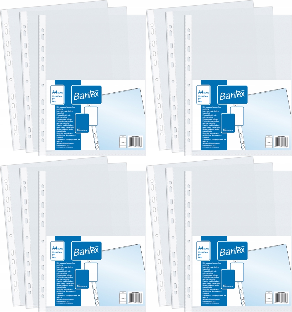 

Koszulki poszerzane A4 Pp grube 90mik Bantex 200sz