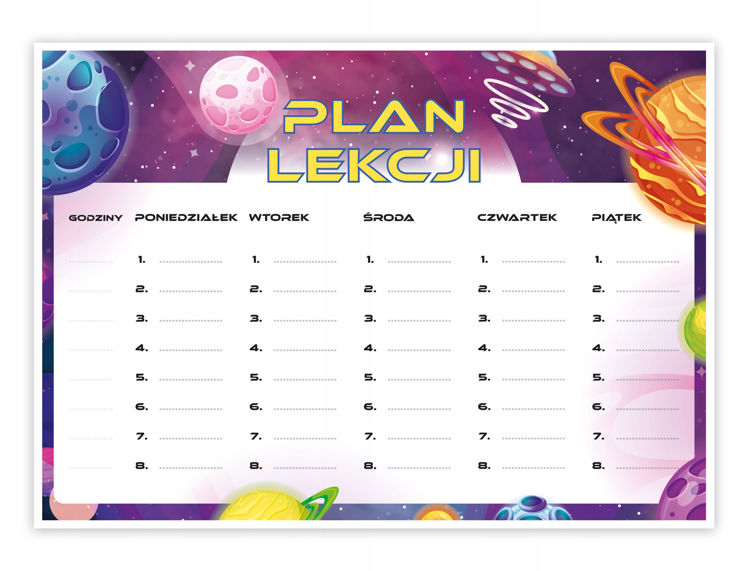 

Plan Lekcji Kosmiczny Kosmos Duży (A4)
