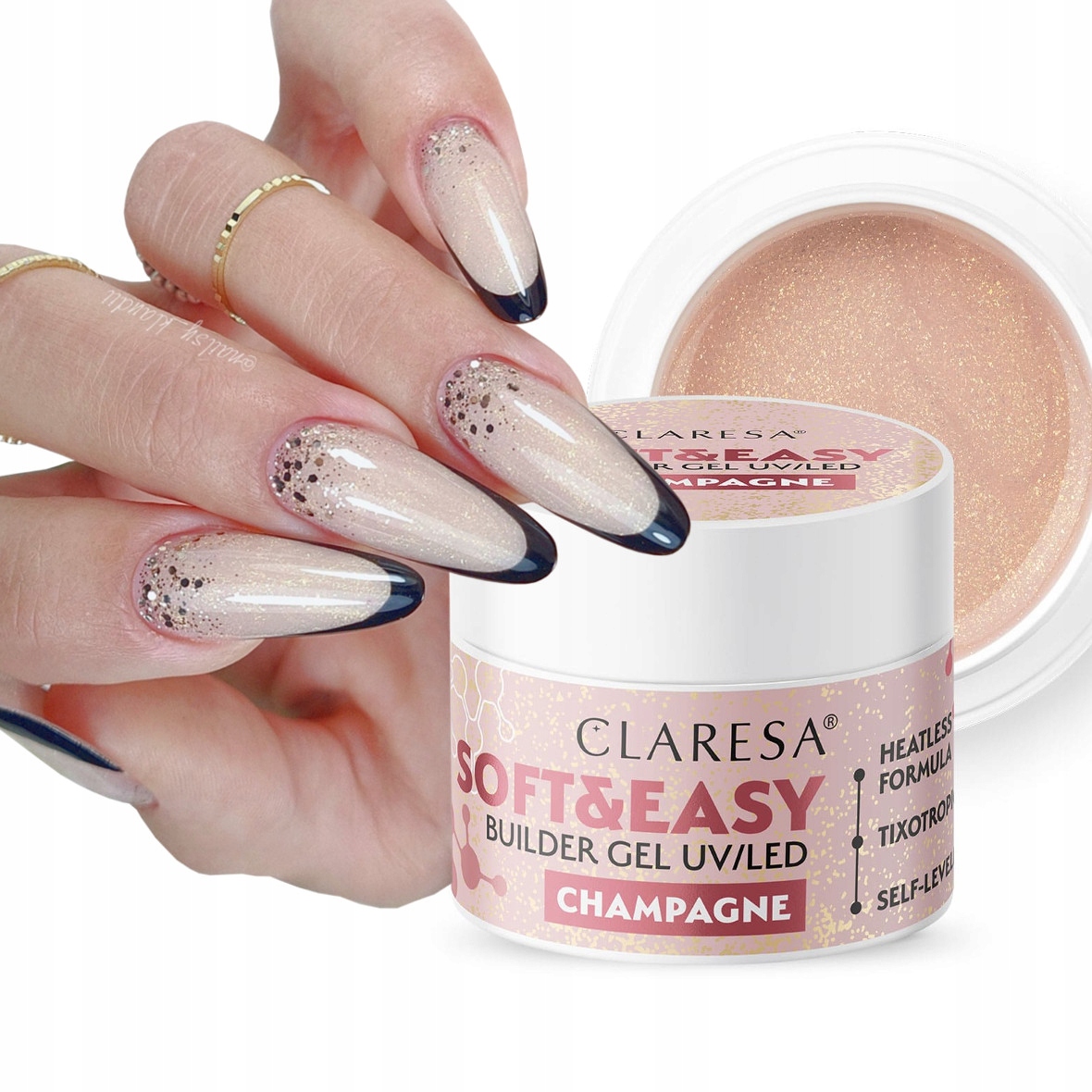 Żel Budujący Soft&Easy Champagne Claresa Samopoziomujący