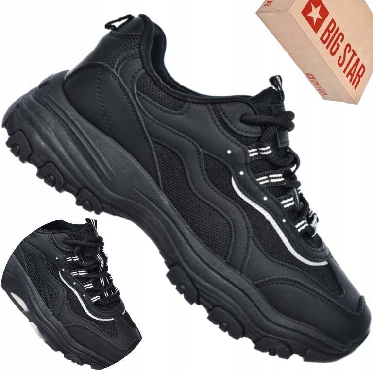 Buty Męskie Big Star RR174588 Sneakersy Sportowe Czarne Lekkie Oddychające