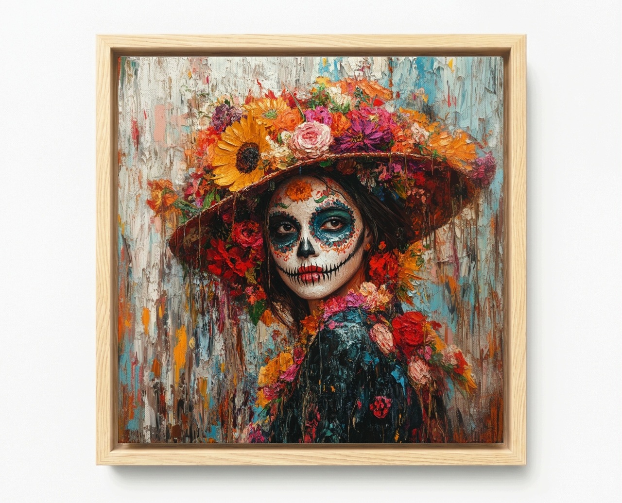 Obraz Rám Americký Box Portrét La Catrina Santa Muerte Folk Mexiko 80x80