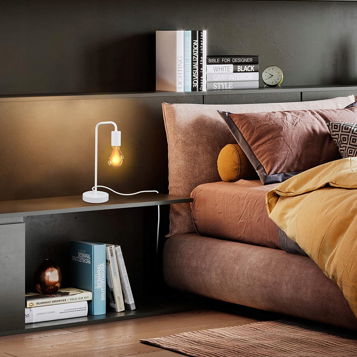 LAMPKA STOŁOWA - RETRO - BIAŁA - SYPIALNIA - 1xE27 Marka NS-Lighting