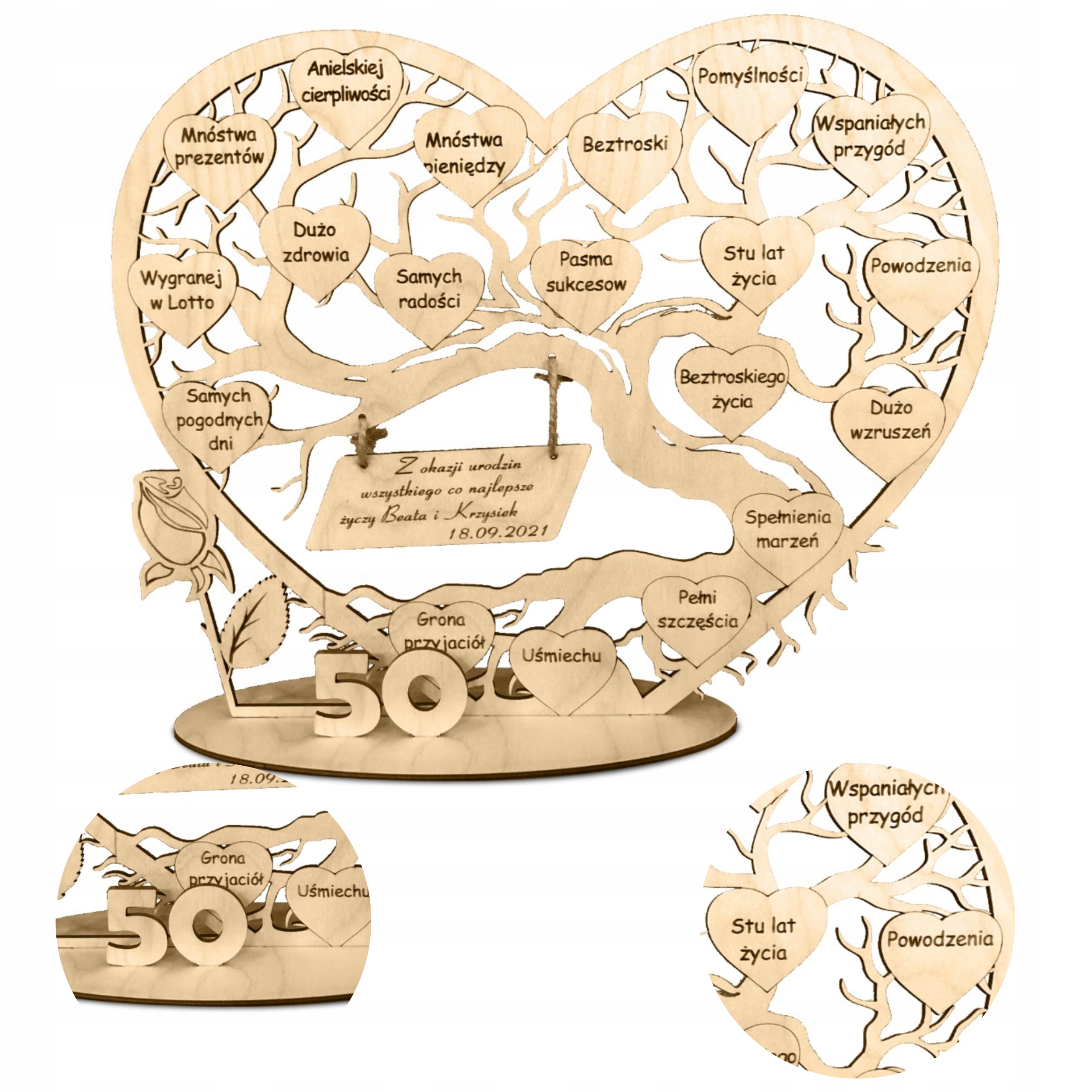 Dárek K Narozeninám Stromek Štěstí Gravírovaný 30 40 50 60 70 80