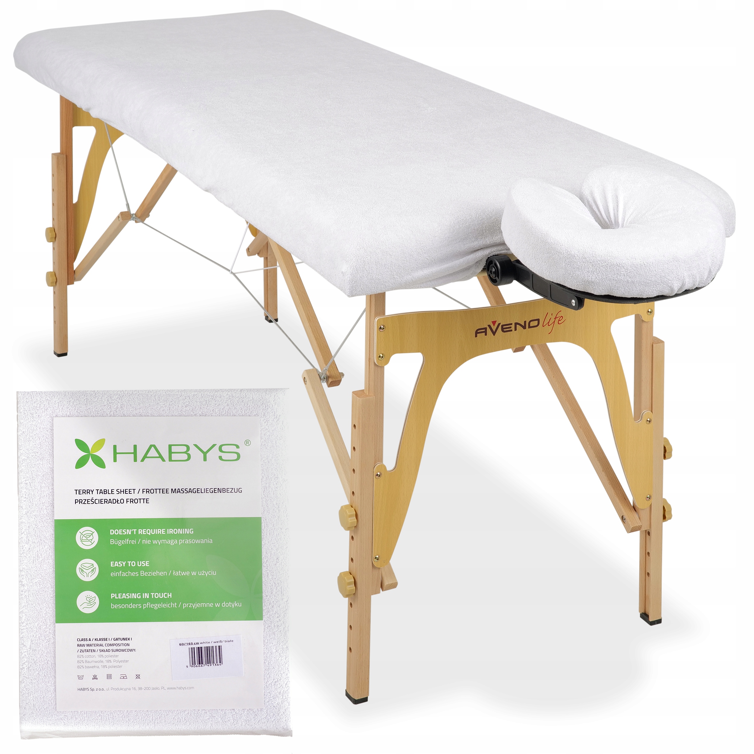 Zestaw Prześcieradło Frotte Na Stół Do Masażu Ochronne 60X165 Biały Habys