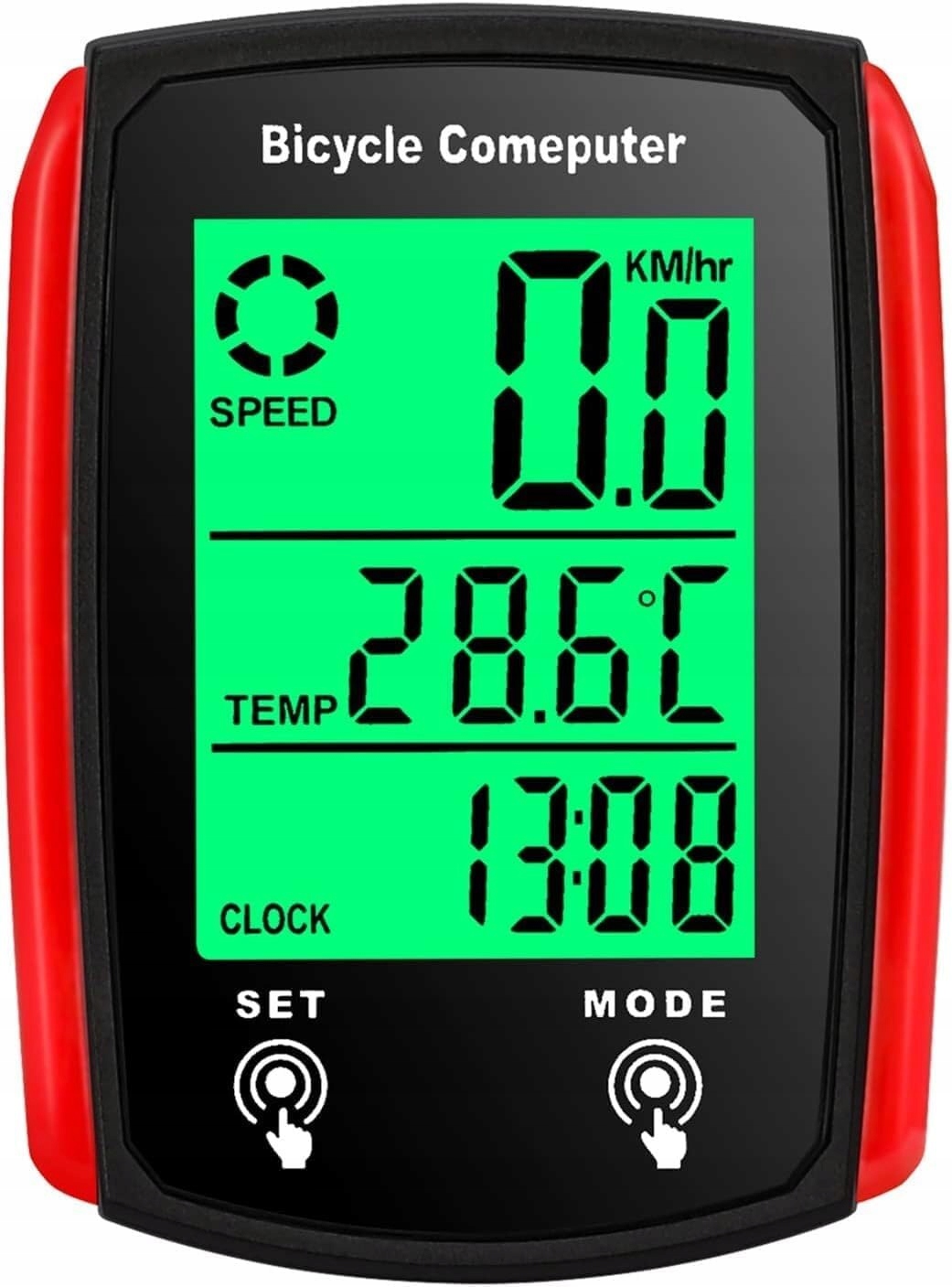 Licznik Rowerowy Przewodowy Czerwony Prędkościomierz