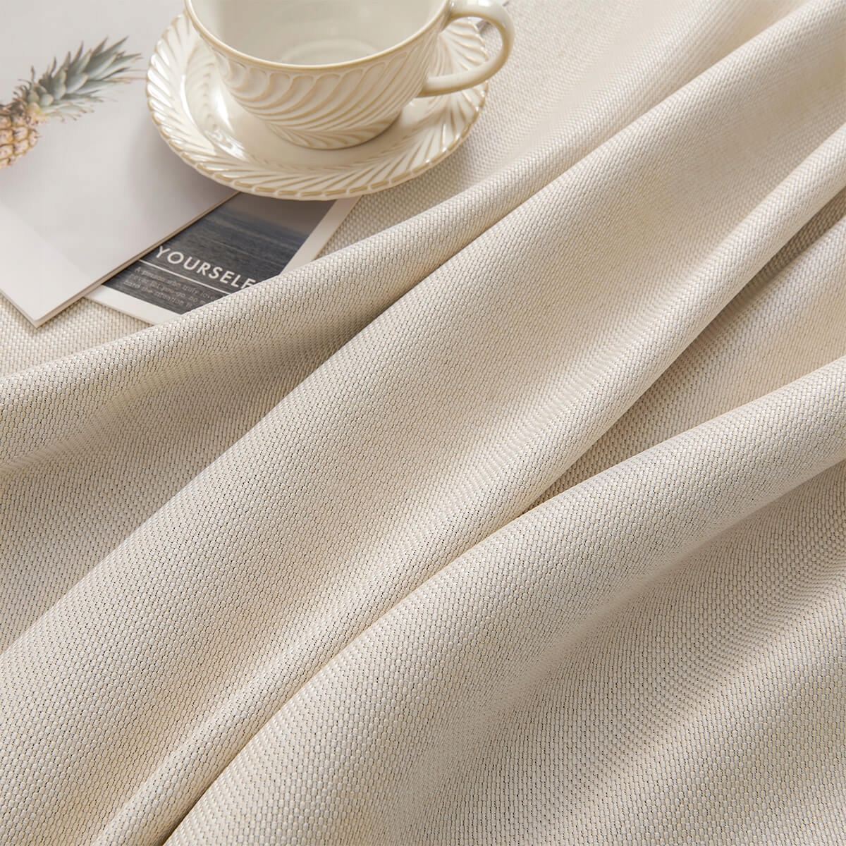 Zatemňovací Závěs Blackout 135 X 250 S Průchodkami Light Beige Canvas