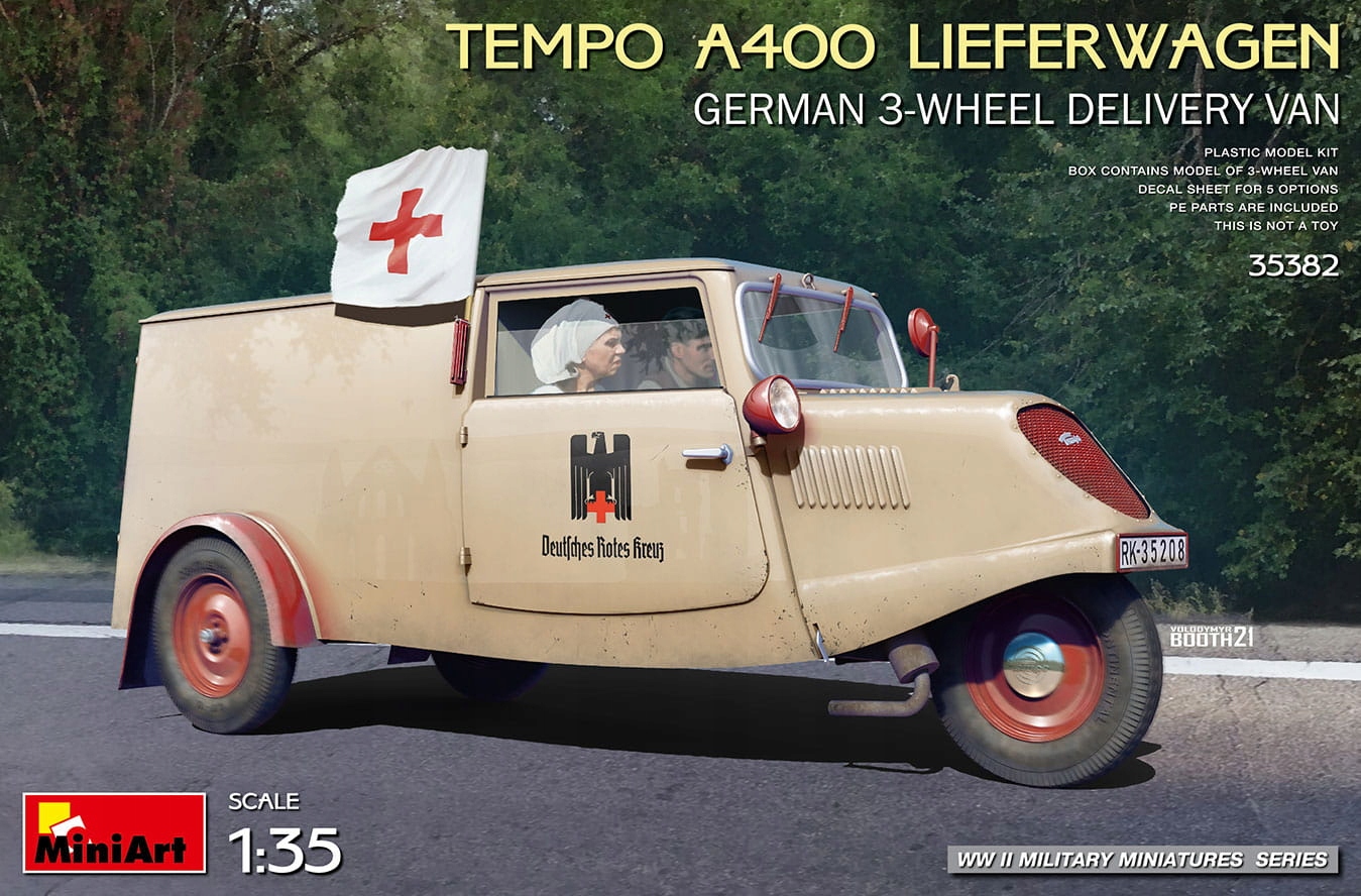 Tempo A400 Lieferwagen. Německá 3kolová dodávka 1:35 MiniArt 35382