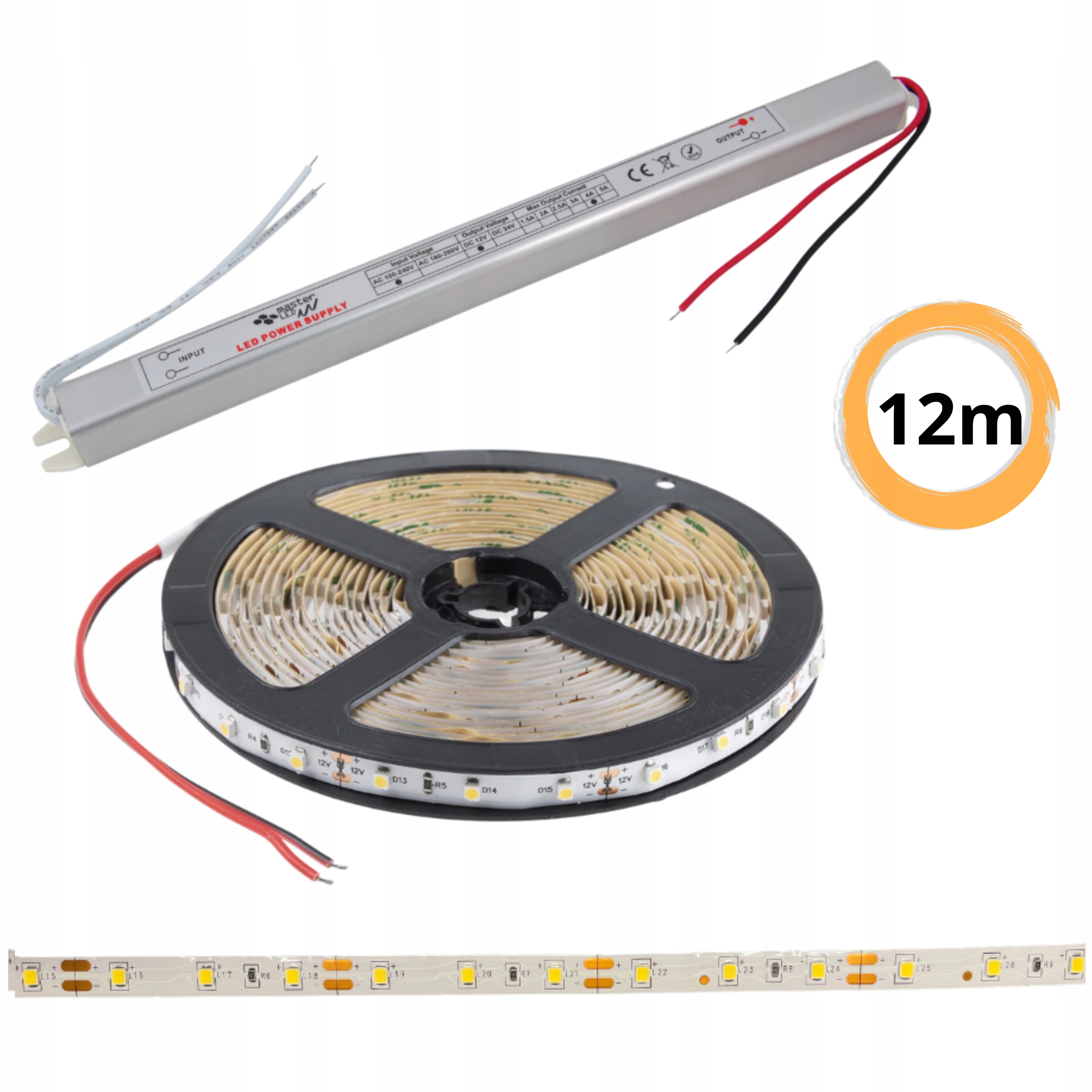 Zestaw 12m Taśma Led Premium biały ciepły 12V