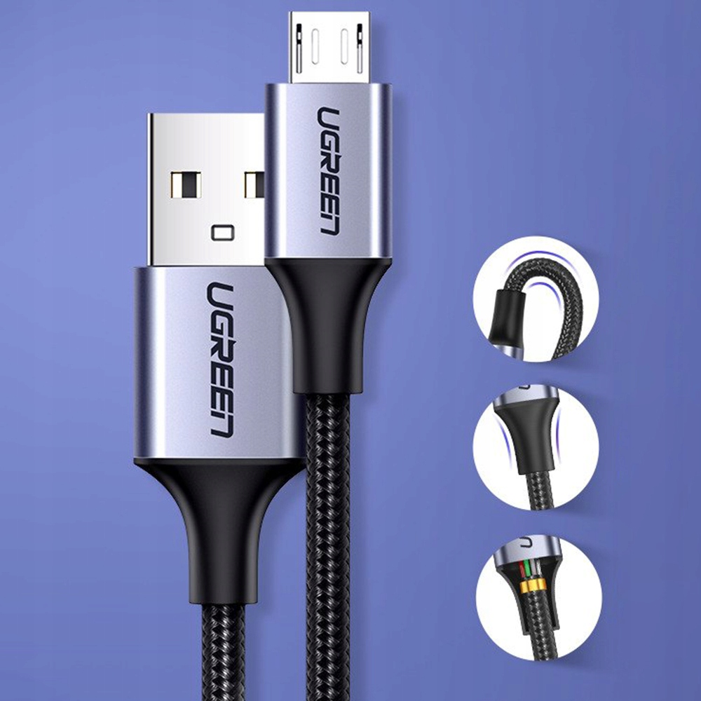 Kabel Ugreen USB-A - micro USB 2.4A QC 3.0, 1m Marka Ugreen