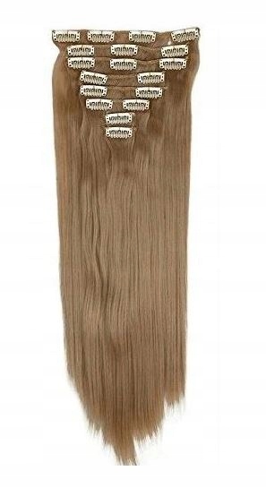 Doczepiane włosy clip in ciemny blond 60 cm