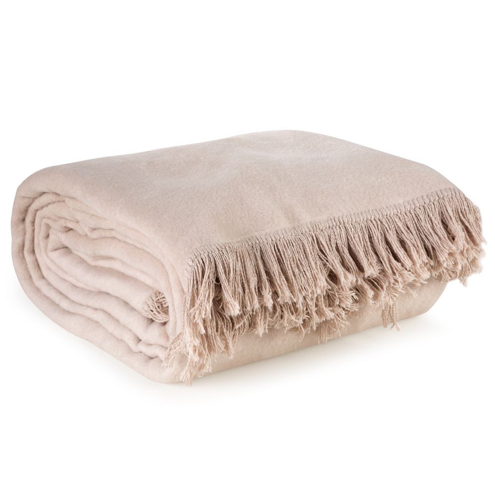 Bavlněno-akrylová deka 220x240 Eurofirany hladká béžová