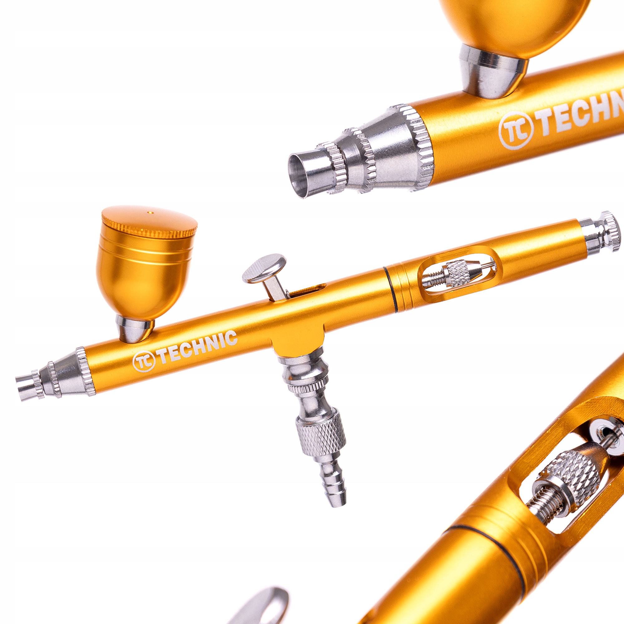 Aerograf 0,3 MM Pro Zastínění Double-action, Odšroubovatelný Zásobník 7 CM3, Zlatý