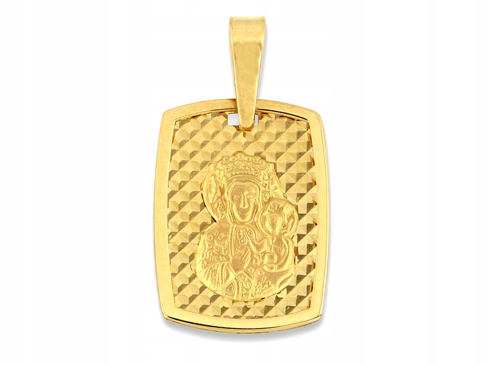 Zlatý přívěsek medailon 585 s Pannou Marií Čenstochovskou 0,8 g Svaté Přijímání