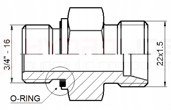 PRZYŁĄCZE HYDRAULICZNE PROSTE 3/4 -16-M22x1,5 Numer katalogowy części 1.60.39.060