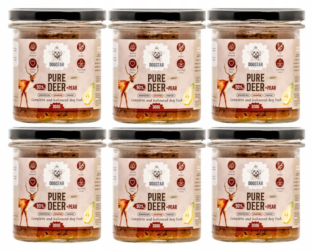 Karma dla psa Dogstar Pure Deer Jeleń z gruszką 300g X6