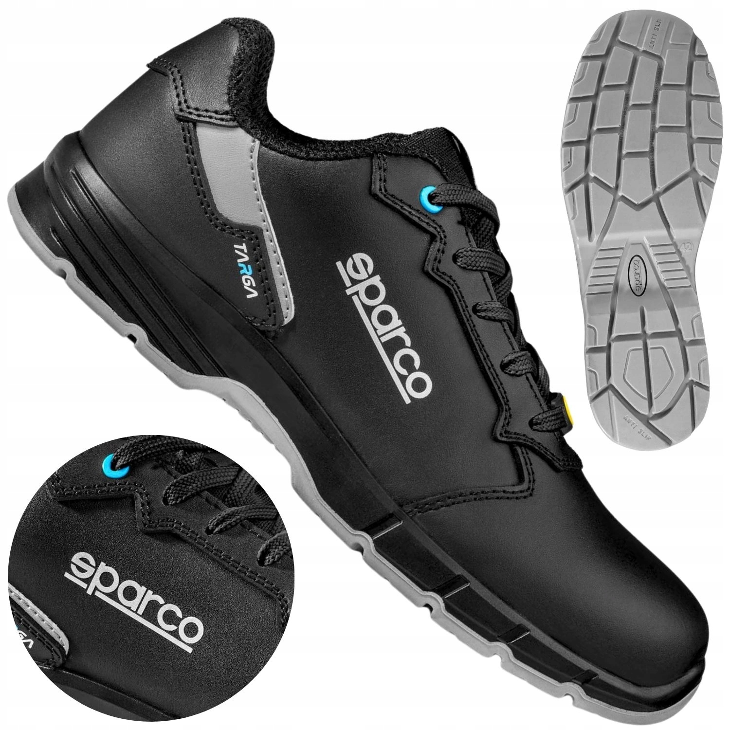 Buty robocze męskie sportowe lekkie całoroczne Bhp S3 Sparco Targa Black-46