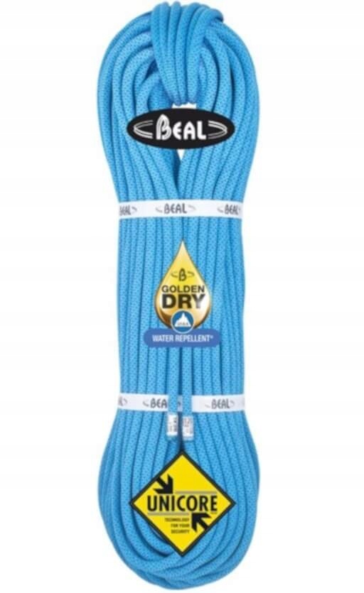 Dynamické lano Opera Unicore 8,5 mm x 60 m Golden Dry Blue Beal
