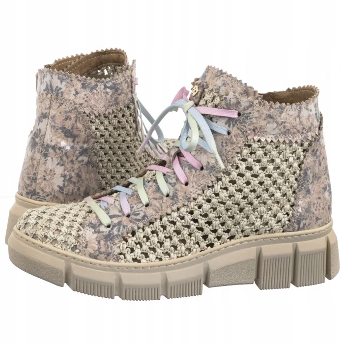 Boty Dámské Kotníkové Boty Maciejka Béžová+Květiny 06892-04