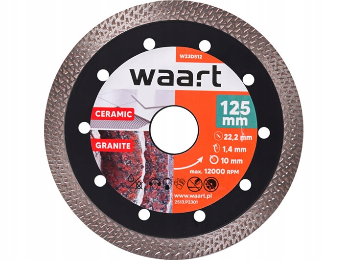 WAART TARCZA DIAMENTOWA WARKOCZOWA DO GRESU GRANITU BETONU PŁYTEK 125 x 1,4