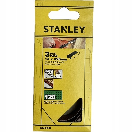 taśma szlifierska 455x13mm, ziarnistość 120, 3szt. Stanley [STA33381-XJ]
