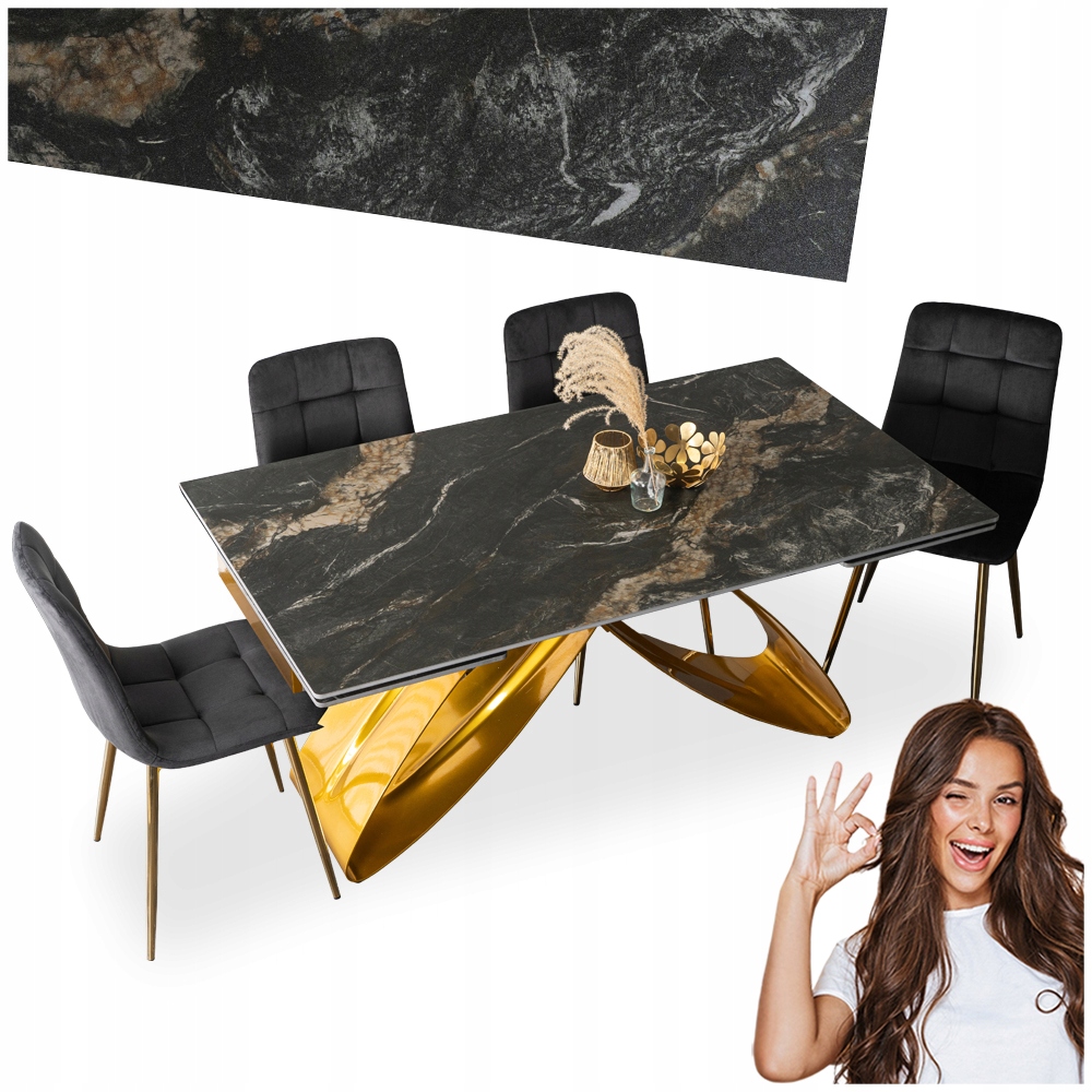 Keramický stůl s židlemi Rozkládací sada 160-240 Sada do jídelny