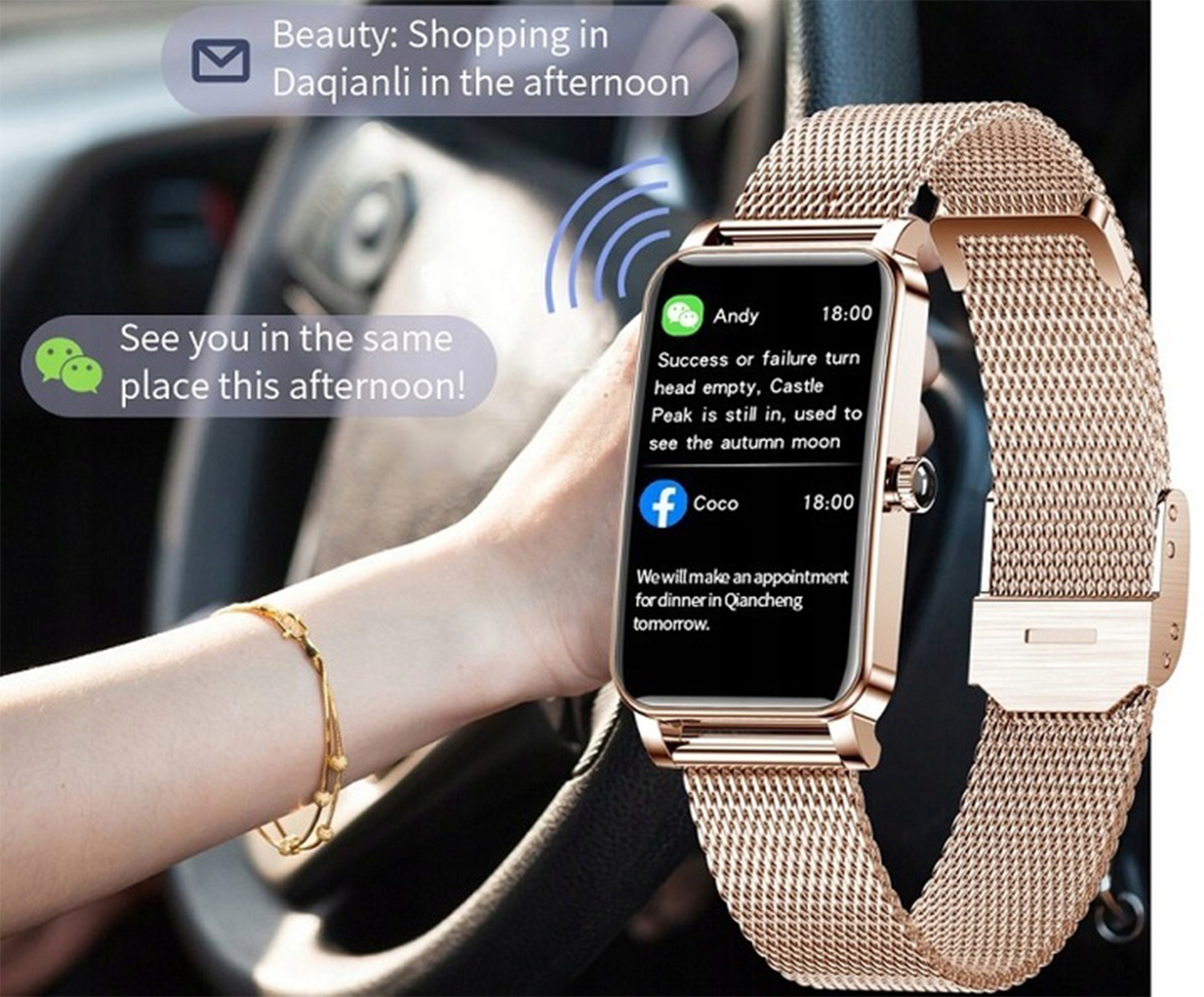 SMARTWATCH ZEGAREK WATCH SMARTBAND BAND PRO SMART MENU PL SPORT DAMSKI PULS Stan opakowania oryginalne