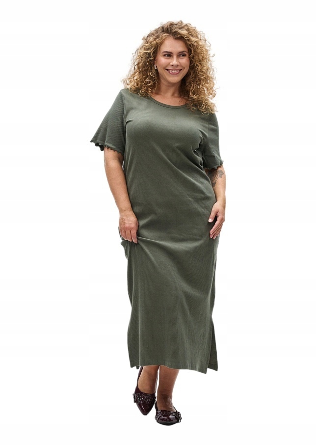 Zizzi Pruhovaná Přiléhavá Šaty MIDI Zelená 431D 52