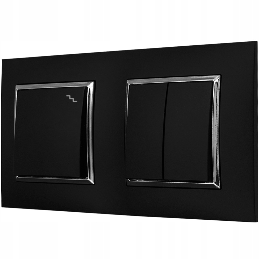 

Włącznik Światła Podwójny Schodowy W Ramce Czarny