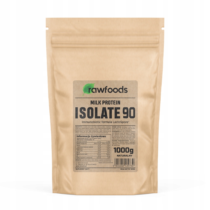 Rawfoods Milk Protein Isolate 1000g 90% Proteinový Izolát Mléka Kasein Mpi