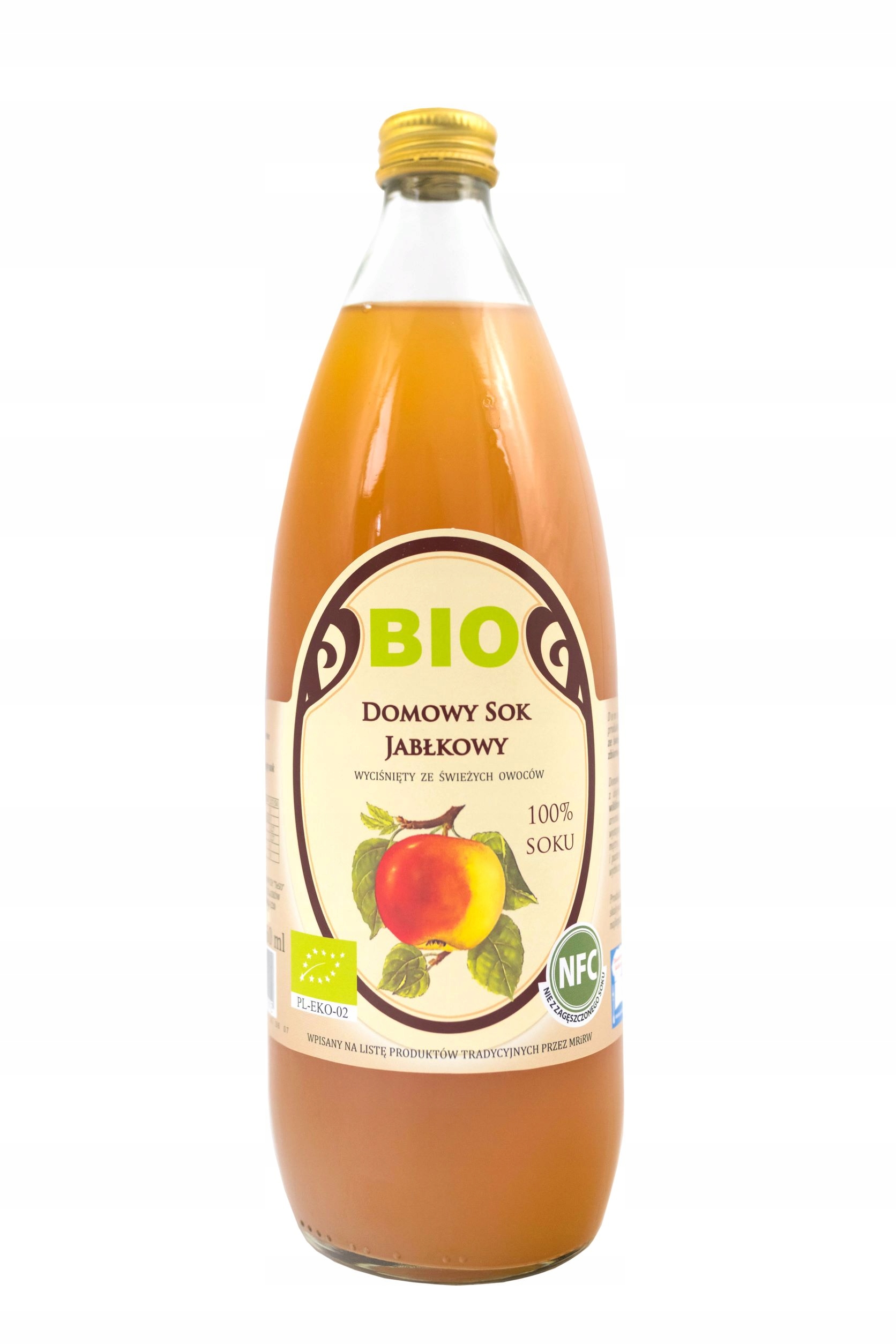 Sok Jabłkowy 100% Tłoczony 850 ml Bez Cukru Bio 6 sztuk