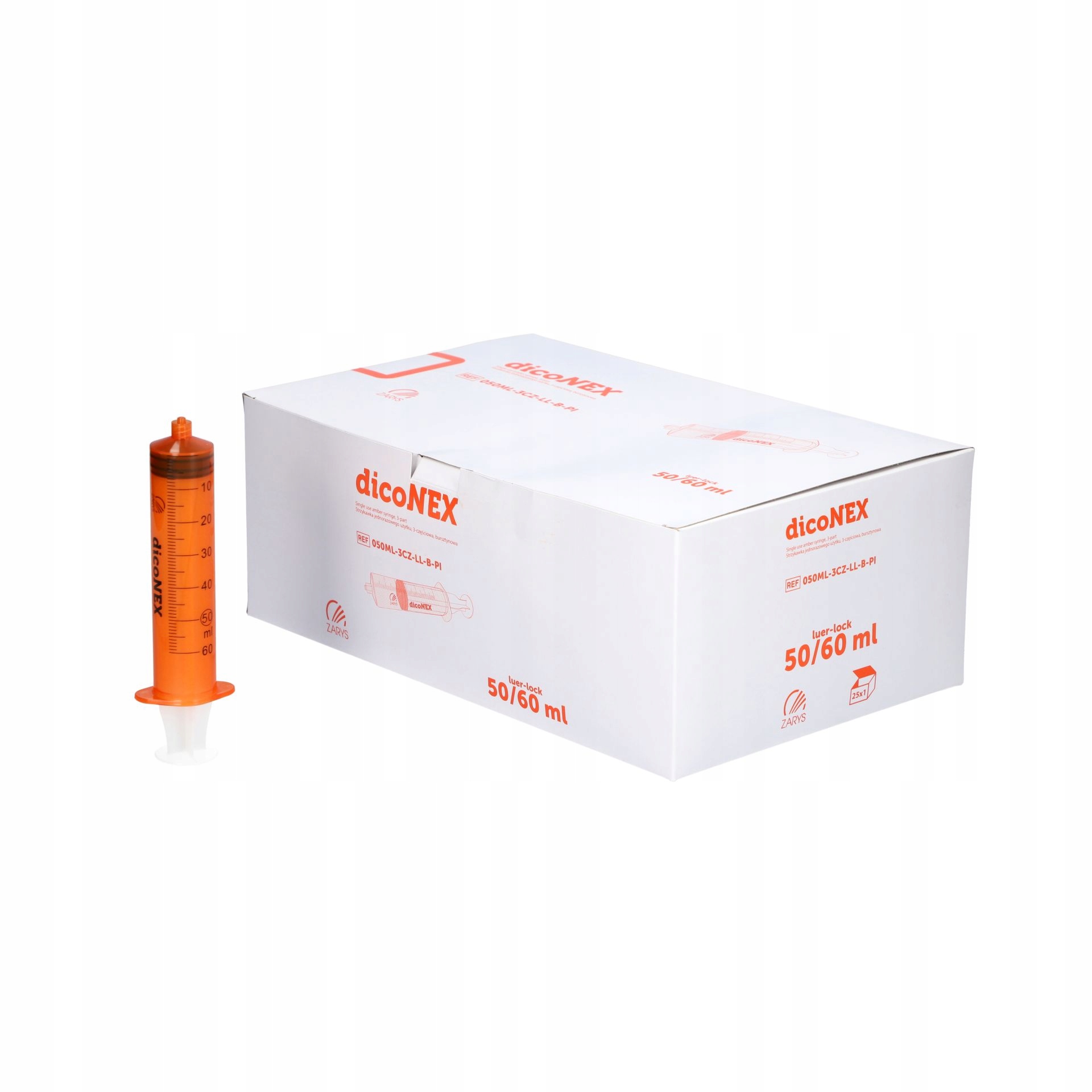 STRZYKAWKA BURSZTYNOWA DO POMP INFUZYJNYCH Luer Lock 50/60ml dicoNEX