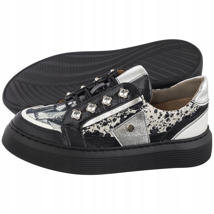 Dámské kožené tenisky Maciejka černé bílé 06466-01/00-7