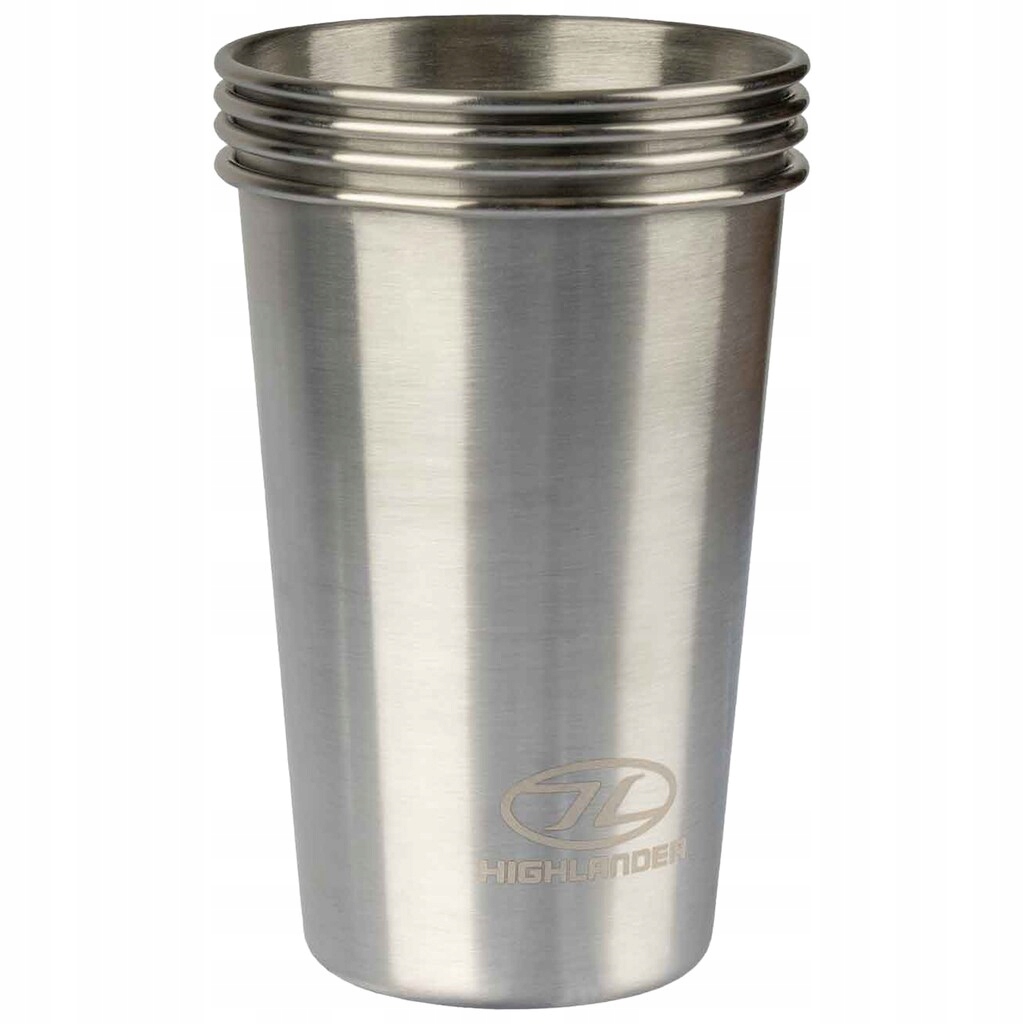Turistický ocelový hrnek Highlander Outdoor Camp Cup 500 ml 4 ks stříbrný