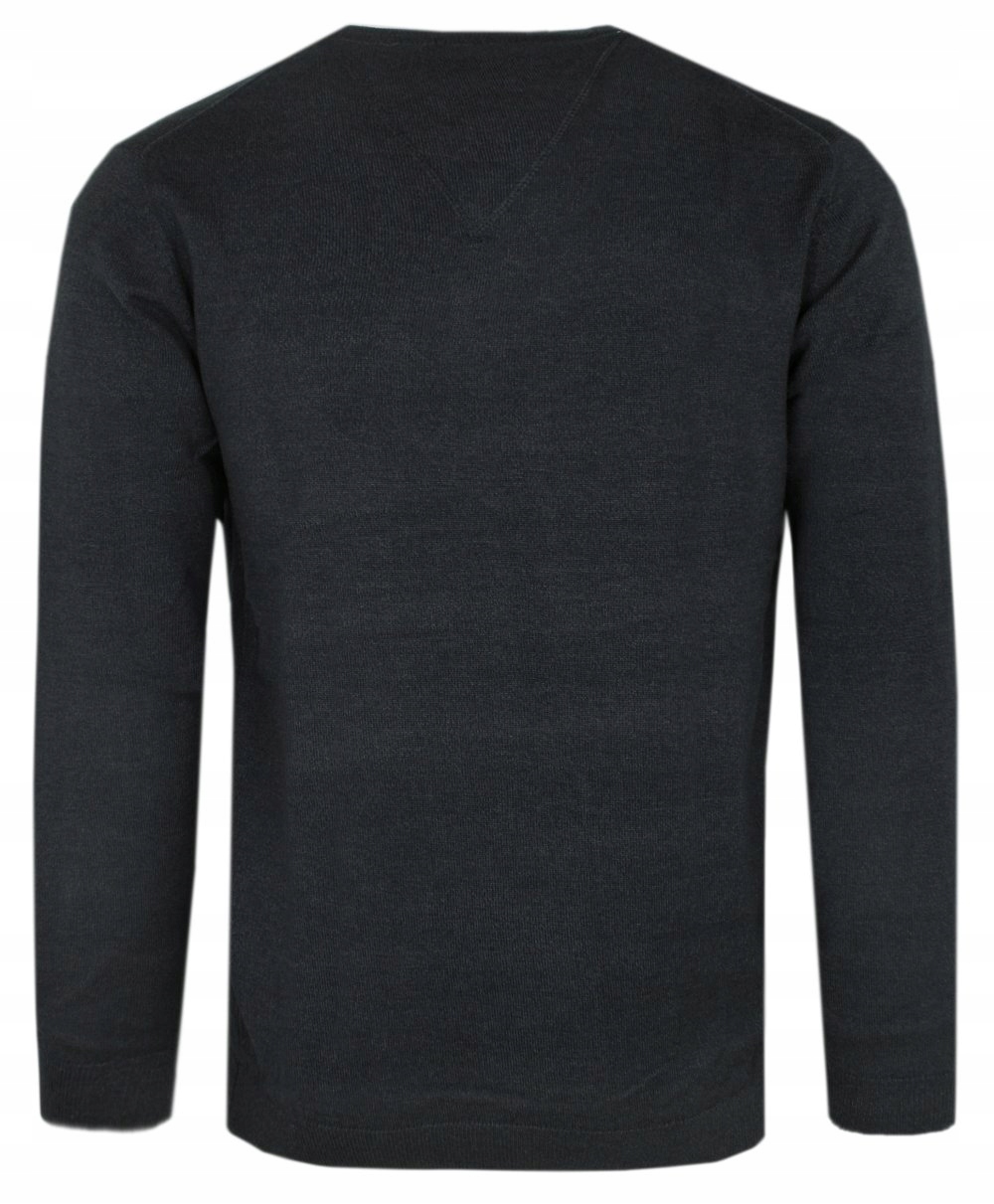 Męski Klasyczny Sweter w Serek (V-Neck) - Antracytowy - M Rozmiar M