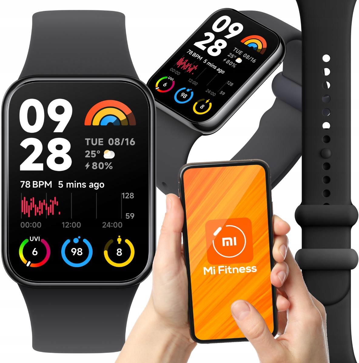 OPASKA SPORTOWA Xiaomi Smart Band 8 Pro BLACK AMOLED 1,74" 5 ATM BT 5.3 BLE