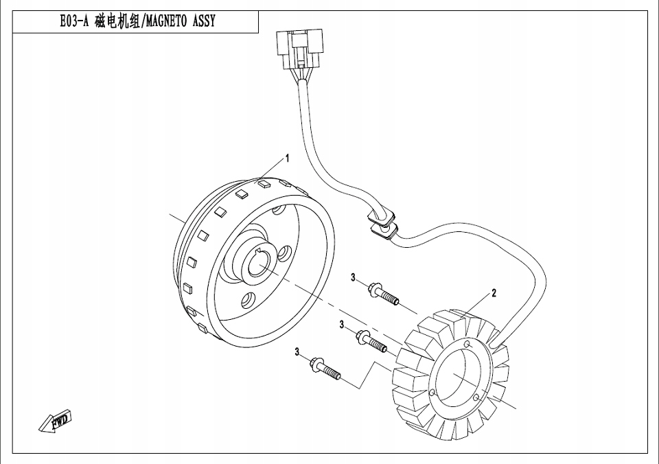 2. Stator uzwojenie alternatora Cf-Moto 450 520 550 Numer katalogowy części 0GR0-032000-1000