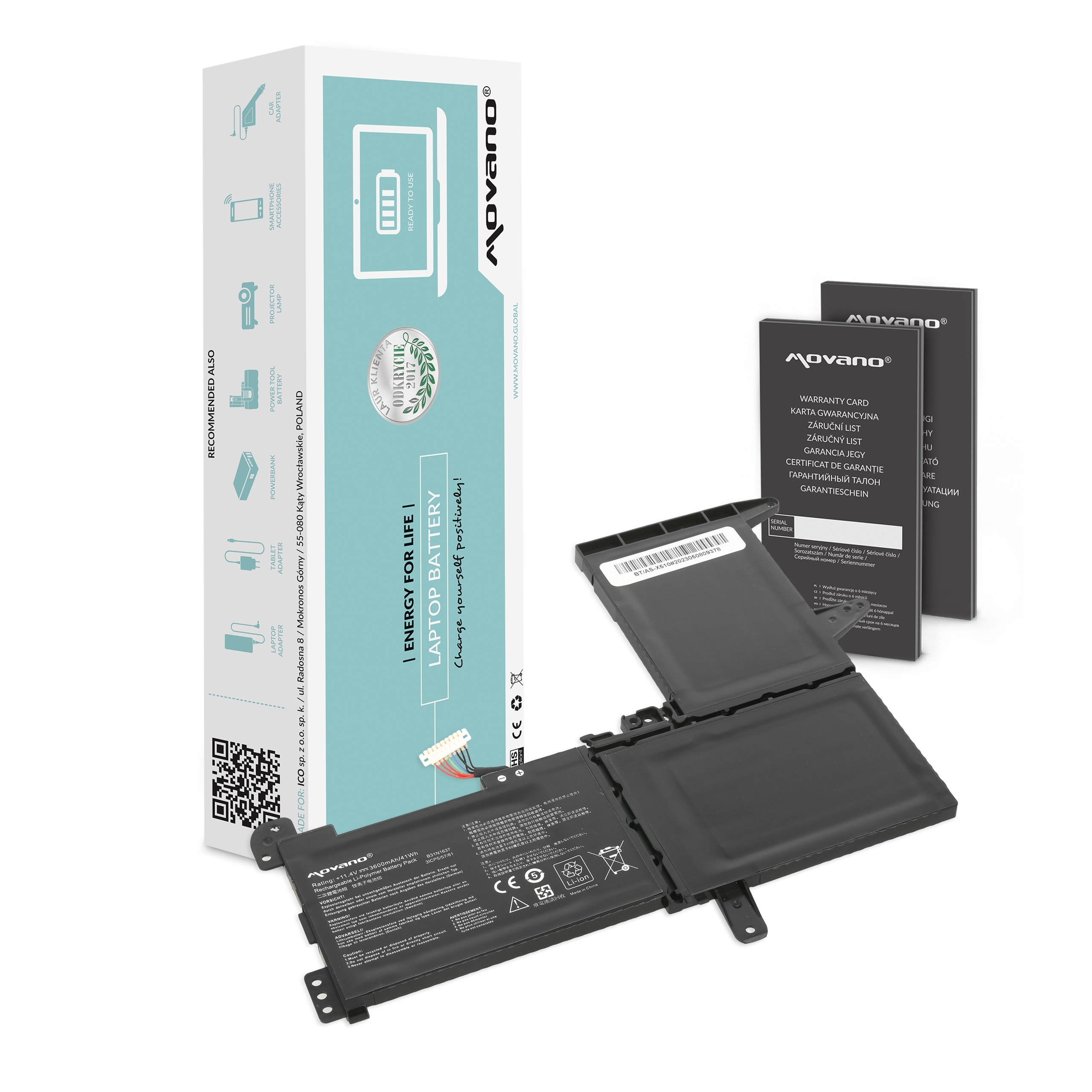 Bateria B31N1637 do Asus 15 X510 S15 S510UA S510UQ