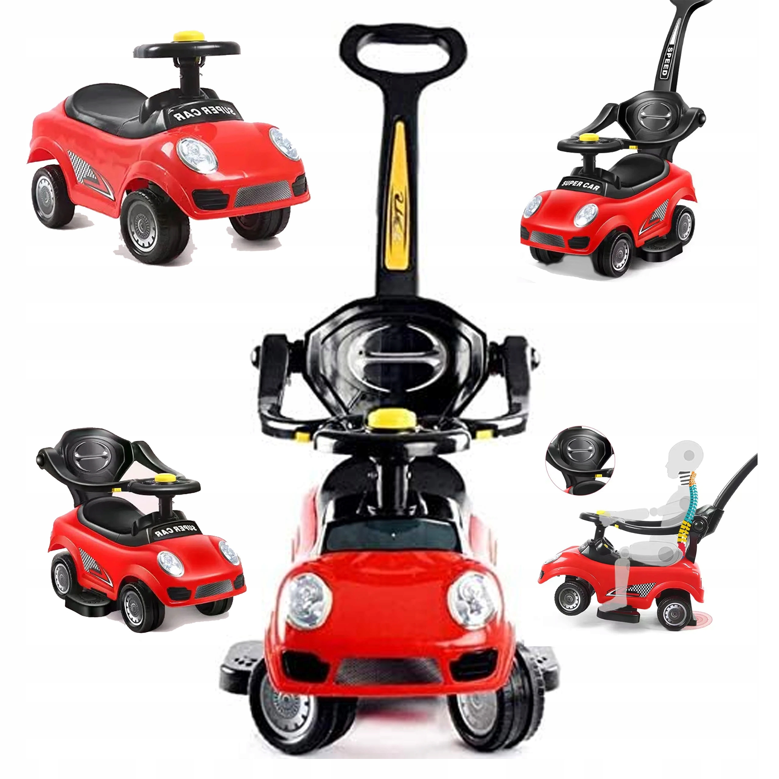 Jeździk Pchacz 3W1 Auto Led Dźwięk Dla Dzieci Na Dzień Dziecka