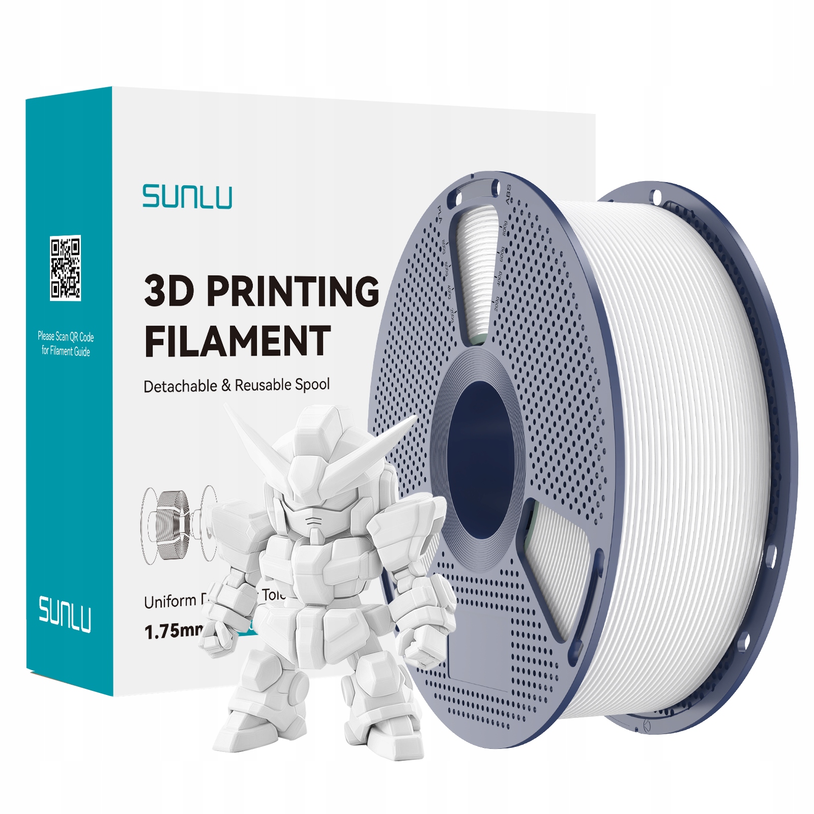 Filament PLA+ Sunlu 1,75 mm 1000 g biały