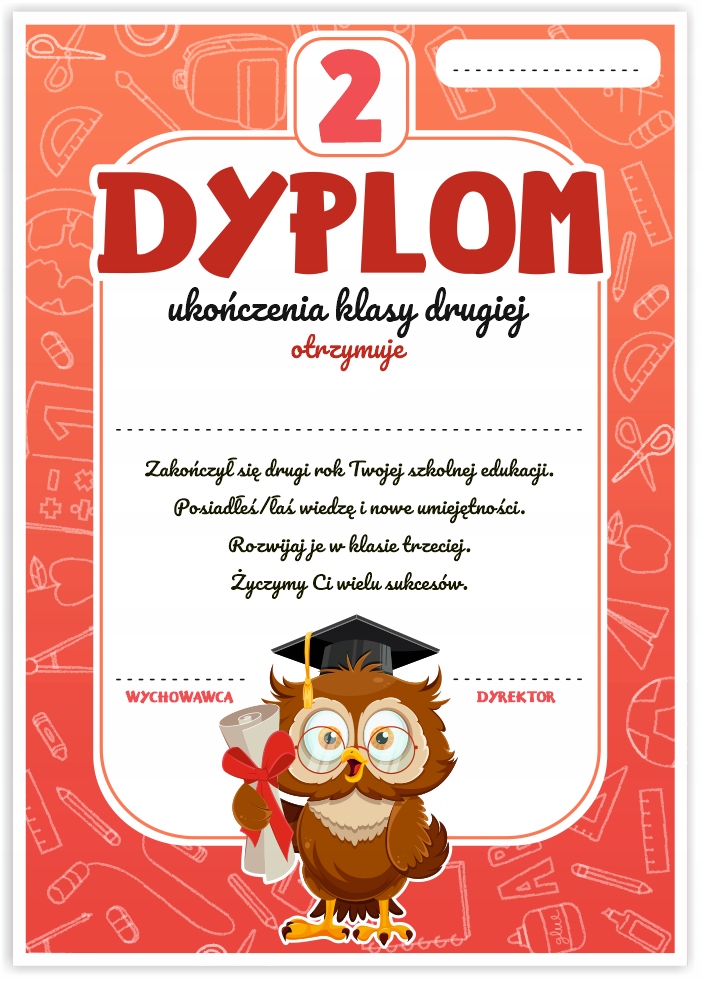 

Dyplom Ukończenia klasy 2 Sowa
