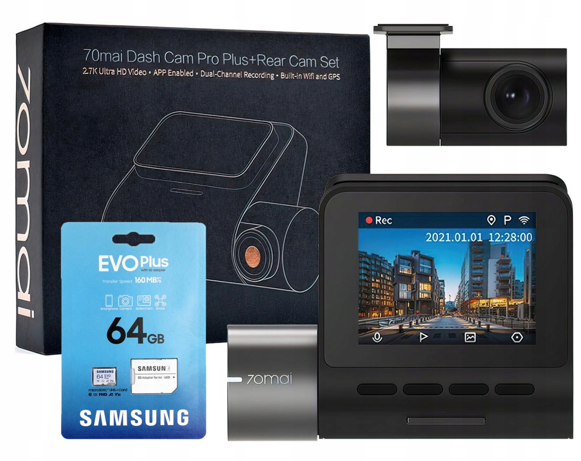 Videorekordér Jazdy Kamera 70mai A500S Pro Spätná RC06 karta 64GB