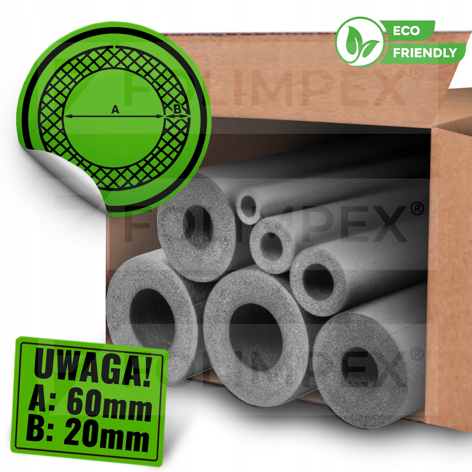 Otulina na rurę szara 60/20 1MB KARTON 14MB