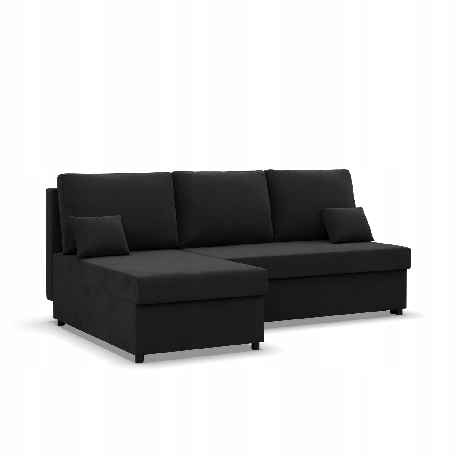 Išskleidžiamas kampas su miegojimo funkcija, svetainės kampinė sofa, juodas Kemi
