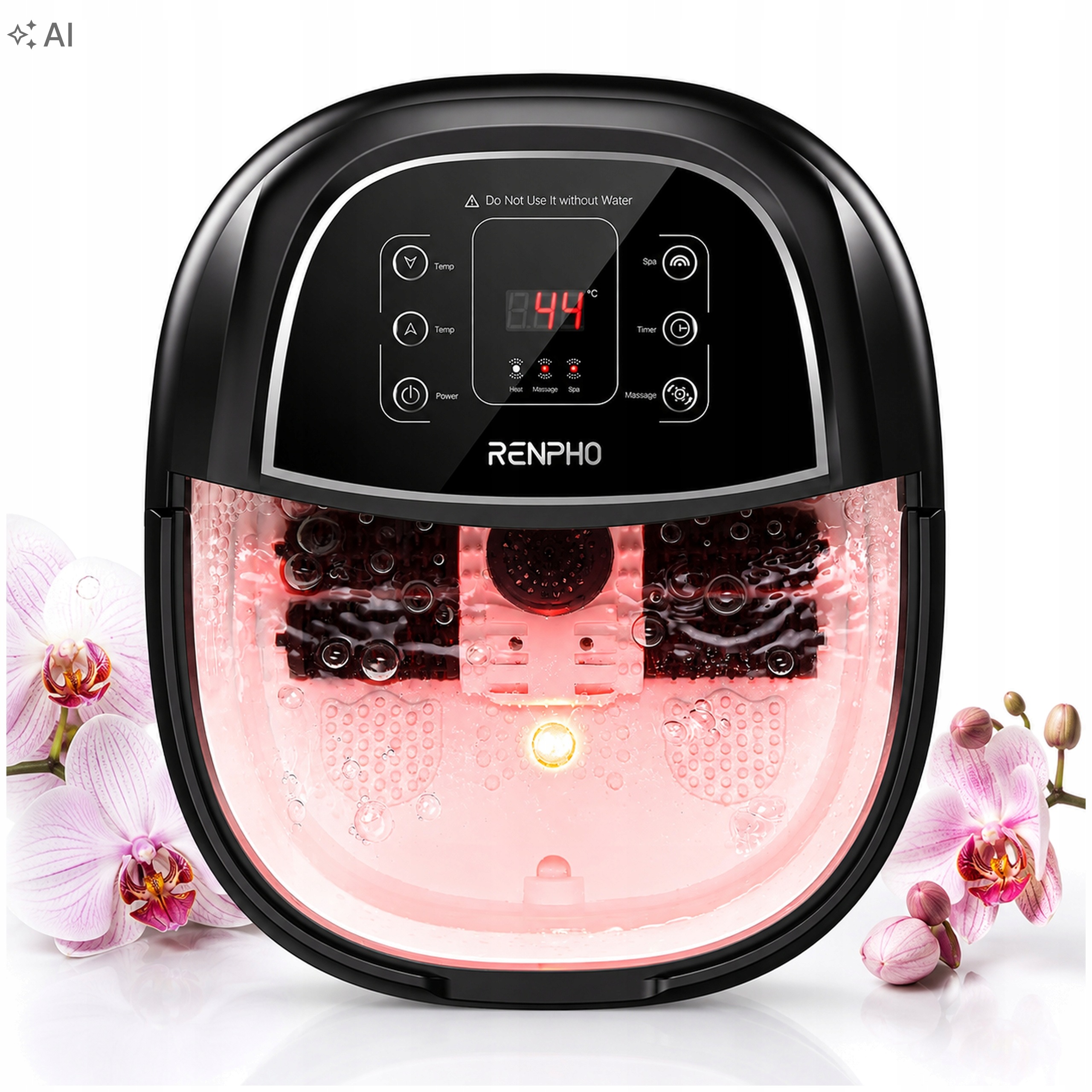 Hydromasażer Do Stóp Shiatsu Renpho Timer Temperatura Z Rolkami Wodny Masa