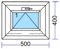 OKNO PCV / PVC EKOSOL 500 X 400 mm 50 X 40 cm