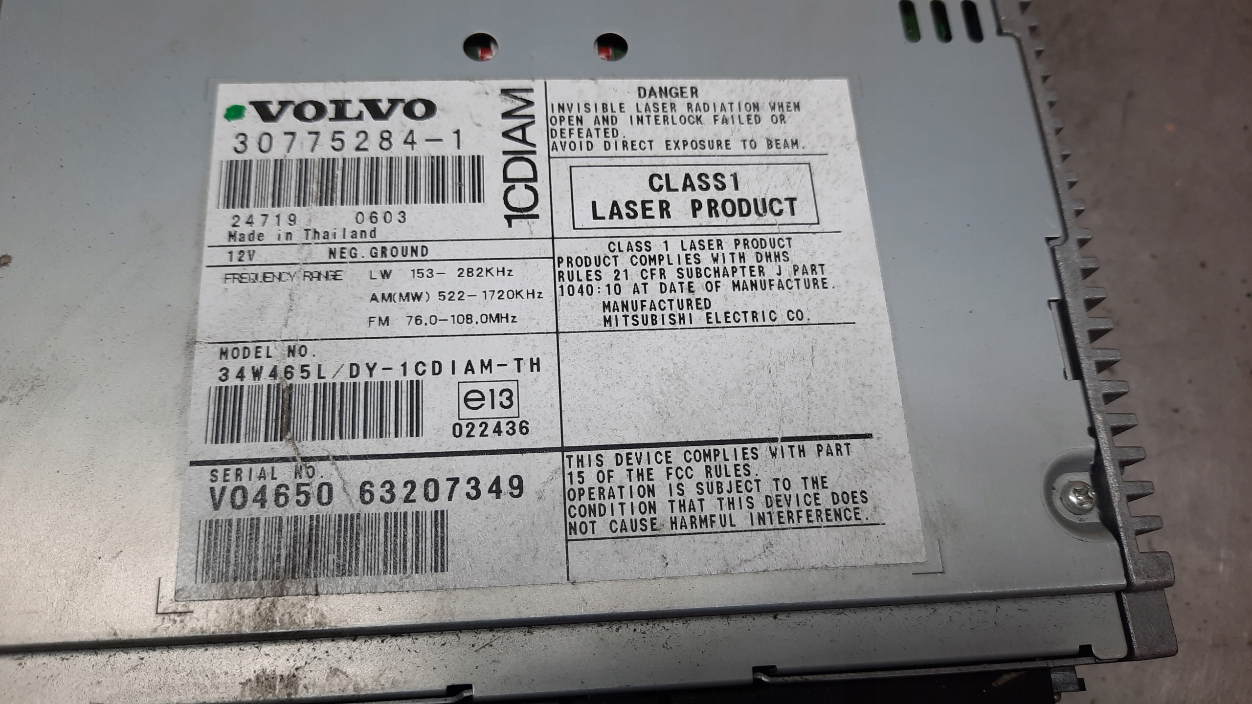 считыватель плит volvo V50 30775284-1