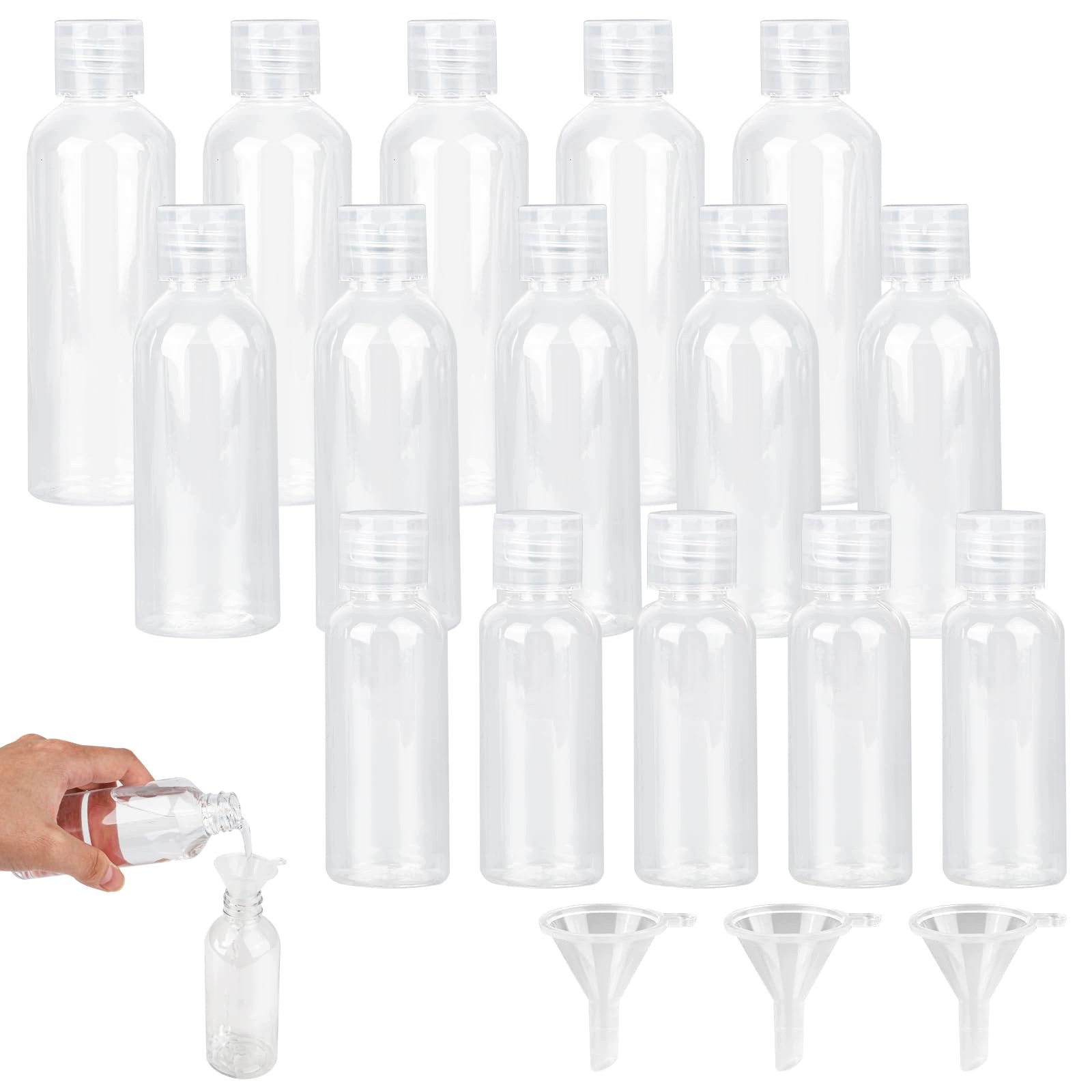 Cestovní Láhve Sada 15 Kusů 50 ML 80 ML 100 ML Průhledné S Nálevkami