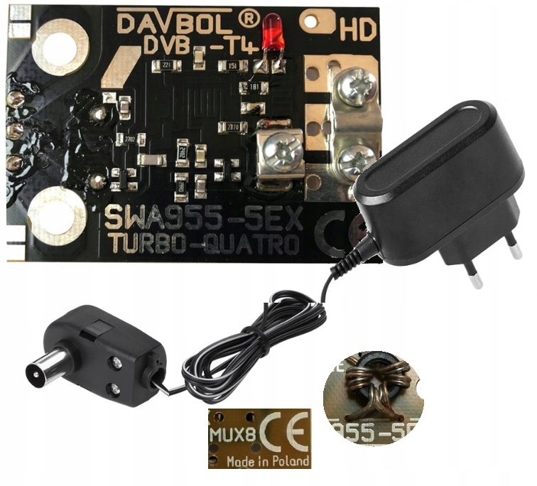 

Mocny Wzmacniacz Antenowy DVB-T2 Z Zasilaczem